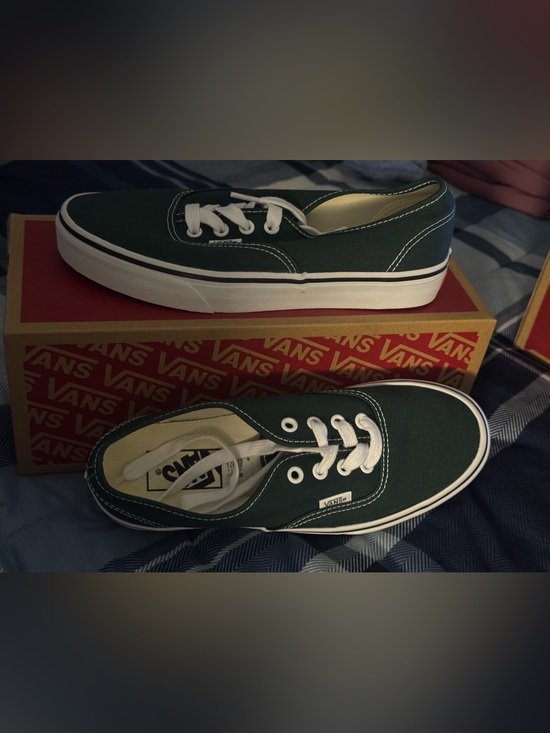 Vans Shoes - Vans Low-Top Canvas Sneakers in Dark Green & White